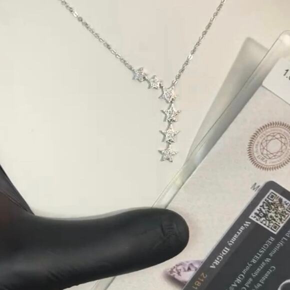 Beautiful Falling Star Necklace w/ Genuine GRA Certified Moissanite 18”-20”-NEW - Picture 10 of 12